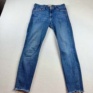 MOTHER The Looker Skinny Ankle Jeans with Raw Fray Hem